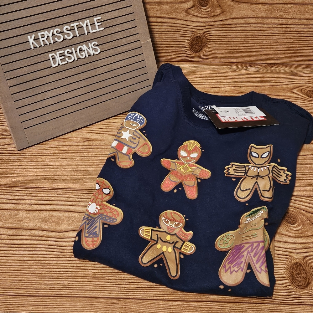 Marvel Gingerbread Man Graphic Tee Shirt Size Small
